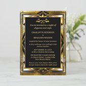 ラグジュアリー ブラック＆ゴールド ガツビー アートデコ 1920年代 ウェディング 招待状 (スタンド正面)