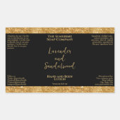 ラグジュアリー ブラック＆ゴールド グリッター コスメボトル ラベル (正面)