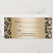 ラグジュアリー ブラック＆ゴールド ダマスク サロン ギフト証明書 (裏面)