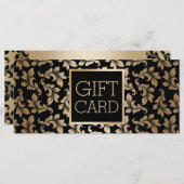 ラグジュアリー ブラック＆ゴールド ダマスク サロン ギフト証明書 (正面/裏面)