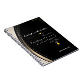 ラグジュアリー ブラック＆ゴールド パーソナライズド ノートブック (右側)