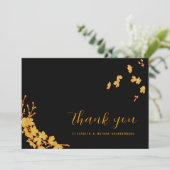 ラグジュアリー ブラック＆ゴールド フラワー 感謝カード (スタンド正面)