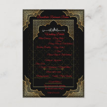 ラグジュアリー ブラック＆ゴールド ムスリム ウェディング 詳細カード