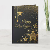 ラグジュアリー ブラック＆ゴールド 新年のグリーティングカード カード (正面)