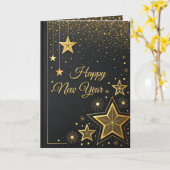 ラグジュアリー ブラック＆ゴールド 新年のグリーティングカード カード (黄色い花)