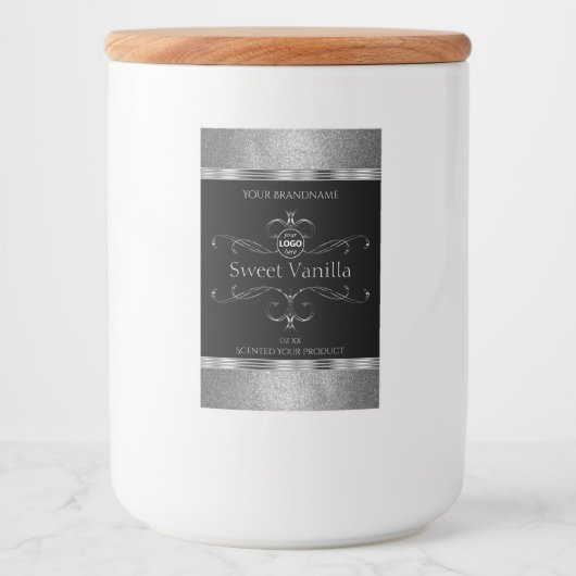 ラグジュアリー ブラック シルバー オルネイト プロダクト ラベル ロゴを追加 (正面)