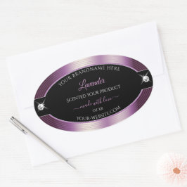 ラグジュアリー ブラック パープル シャイニー ブリリアント 製品ラベル 楕円形シール