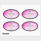 ラグジュアリー ブラック ピンク グリッター 商品ラベル ロゴを追加 楕円形シール (シート)