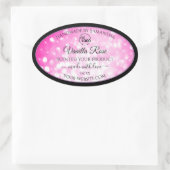 ラグジュアリー ブラック ピンク グリッター 商品ラベル ロゴを追加 楕円形シール (バッグ)