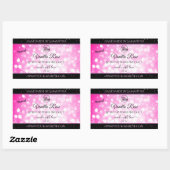 ラグジュアリー ブラック ピンク グリッター 商品ラベル ロゴを追加 長方形シール (シート)