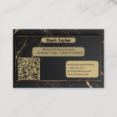ラグジュアリー ブラック ホリスティック ウェルネス コーチ アルコール インク 名刺 (正面)