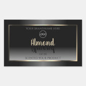 ラグジュアリー ブラック ホワイト プロダクトラベル ゴールドフレーム ロゴ 長方形シール (正面)