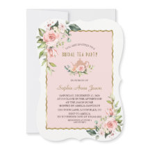 ラグジュアリー ブラッシュ フローラル ゴールド フレーム ブライダル ティーパーティー