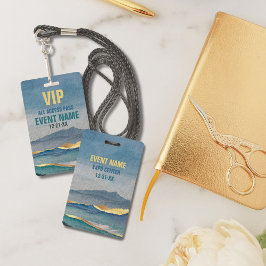 ラグジュアリー ブルー ゴールド ティール ランドスケープ VIP オールアクセスパス バッジ