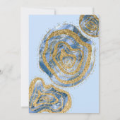 ラグジュアリー ブルー ゴールド マーブル アゲート グリッター キンセアニエラ 招待状 (裏面)