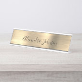 ラグジュアリー&プロフェッショナルゴールドフォイルモダン デスクネームプレート (正面)