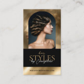 ラグジュアリー ヘア スタイリスト サロン アーチ フォト ブラック ゴールド 名刺 (正面)