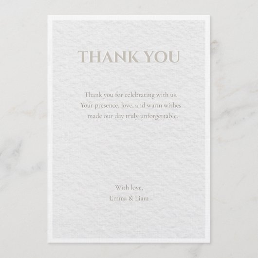 ラグジュアリー ベージュ & ゴールド ウェディング サンクス カード | エレガ (正面)