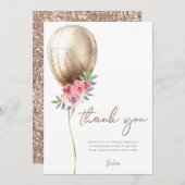 ラグジュアリー ベージュ 風船に感謝 サンキューカード (正面/裏面)