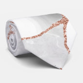 ラグジュアリー ホワイト ローズ ゴールド アゲート ジオード グリッター ネクタイ (ロール)