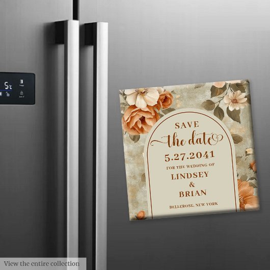 ラグジュアリー ボーホ リスティー アイボリー セイジ フローラル セーブ・ザ・デート マグネット