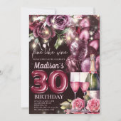 ラグジュアリー マゼンタ ワイン 大人の30歳の誕生日 招待状 (正面)