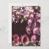 ラグジュアリー マゼンタ ワイン 大人 30歳の誕生日 招待状 (裏面)