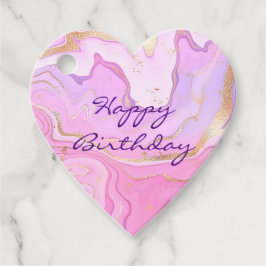 ラグジュアリー マーブル グリッター ピンク パープル ゴールド フェイバータグ