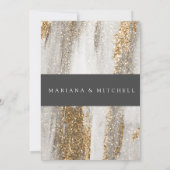 ラグジュアリー マーブル ゴールド ストローク 白とグレー 招待状 (裏面)