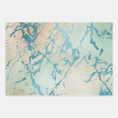 ラグジュアリー マーブル | 美しいイエローとコーラル ティール ベイン ラッピングペーパーシート (正面2)