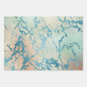 ラグジュアリー マーブル | 美しいイエローとコーラル ティール ベイン ラッピングペーパーシート (正面)