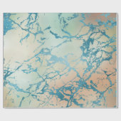 ラグジュアリー マーブル | 美しいイエローとコーラル ティール ベイン ラッピングペーパー (フラット)