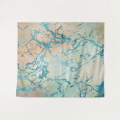 ラグジュアリー マーブル | 美しいコーラルとターコイズの背景 タペストリー (正面(横))