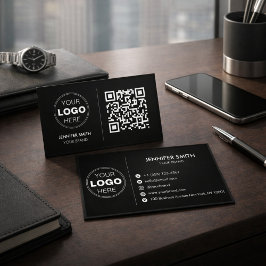 ラグジュアリー ミニマリスト ブラック QR エグゼクティブ ブランディング 名刺