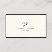 ラグジュアリー　ミニマルモノグラム　ブラックアイボリー　シックスタイリッシュ 名刺 (正面)