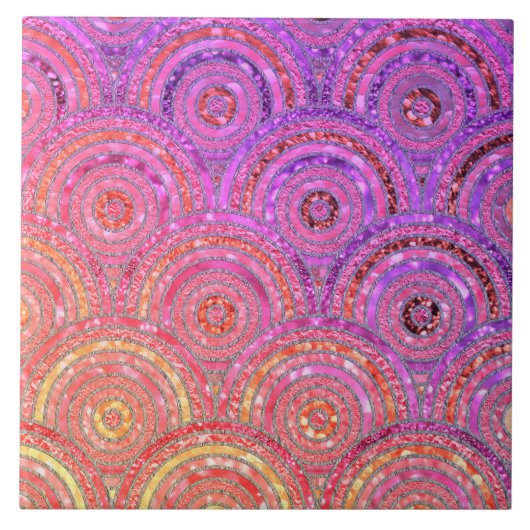 ラグジュアリー メタル フォイル グリッター ピンク ゴールド ドット サークル タイル (正面)