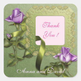 ラグジュアリー モダン パープル フローラル テキストを追加 スクエアシール