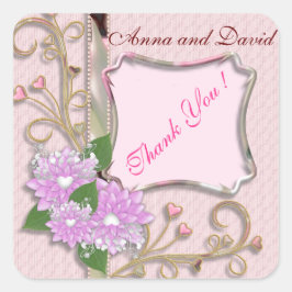 ラグジュアリー モダン ピンク ハート オリジナルテキストを追加 スクエアシール