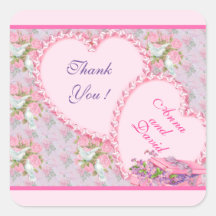 ラグジュアリー モダン ピンク ローズ お好きなテキストを入れて スクエア ステック