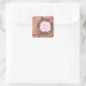 ラグジュアリー モダン ピンク ローズ テキストを追加 スクエアシール (バッグ)