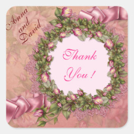 ラグジュアリー モダン ピンク ローズ テキストを追加 スクエアシール