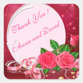 ラグジュアリー モダン ピンク ローズ テキストを追加 スクエアシール