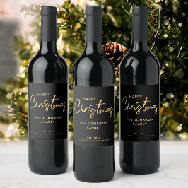 ラグジュアリー モダン ブラック クリスマス ワインラベル