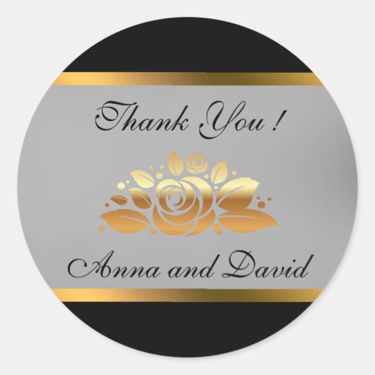 ラグジュアリー モダン ブラック ゴールド あなたのテキストを追加 ラウンドシール (正面)