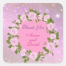 ラグジュアリー モダン ローズ オリジナルテキスト スクエアステッカー