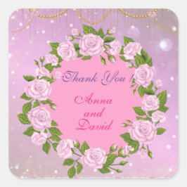 ラグジュアリー モダン ローズ オリジナルテキスト スクエアステッカー スクエアシール