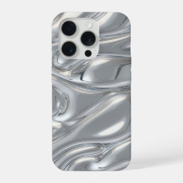 ラグジュアリー・モルテンシルバー・リキッドクローム3Dメタリックアブストラクト iPhone 15 PROケース