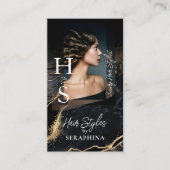 ラグジュアリー ラグジュアリー ヘア スタイリスト サロン ブラック ゴールド アゲート 名刺 (正面)