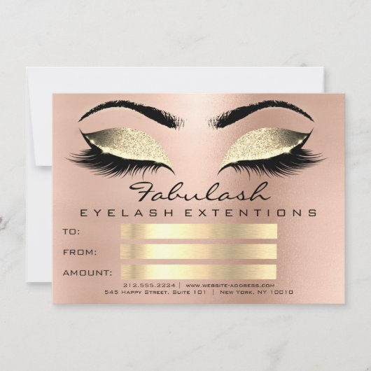 ラグジュアリー ラッシュ ピンク ゴールド メイクアップ 証明書 ギフト (正面)