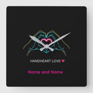 ラグジュアリー リアル カップル 手をつなぐ ゴールドリング アン スクエア壁時計